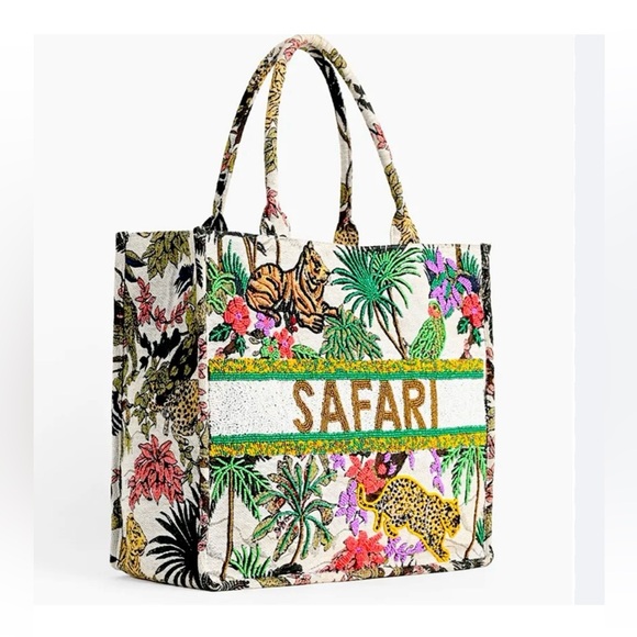 America & Beyond Handbags - America & Beyond Limited Edition Safari Embroidered Tote Bag - Multicolor